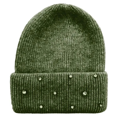 Custom Circular Knit Stretch Acrylic Cuffed Beanie w/ Stones