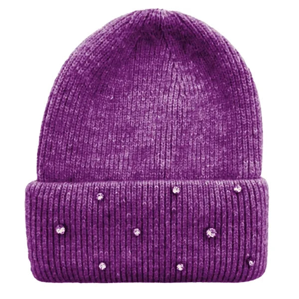 Custom Circular Knit Stretch Acrylic Cuffed Beanie w/ Stones