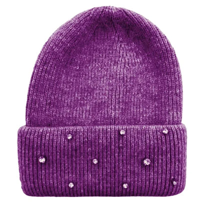 Custom Circular Knit Stretch Acrylic Cuffed Beanie w/ Stones