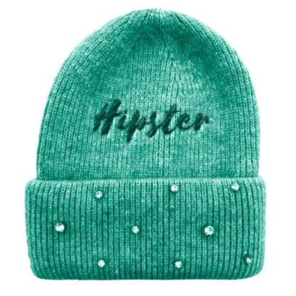Custom Circular Knit Stretch Acrylic Cuffed Beanie w/ Stones