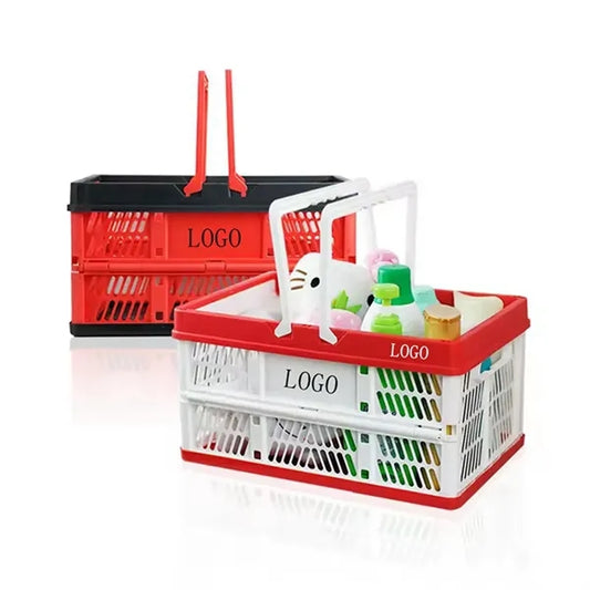 Foldable Plastic Grocery Shopping Basket Vegetable Crates