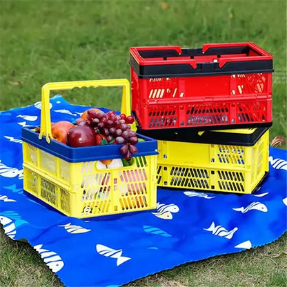 Foldable Plastic Grocery Shopping Basket Vegetable Crates