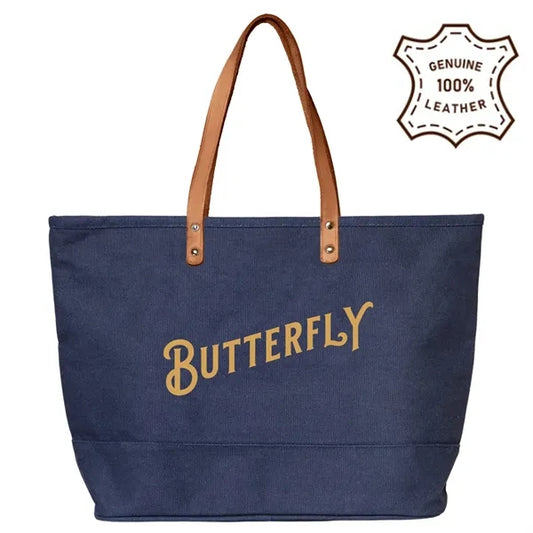 Dobby Tote With Leather Handles ( 19.6"W X 13"H X 5.11"D )