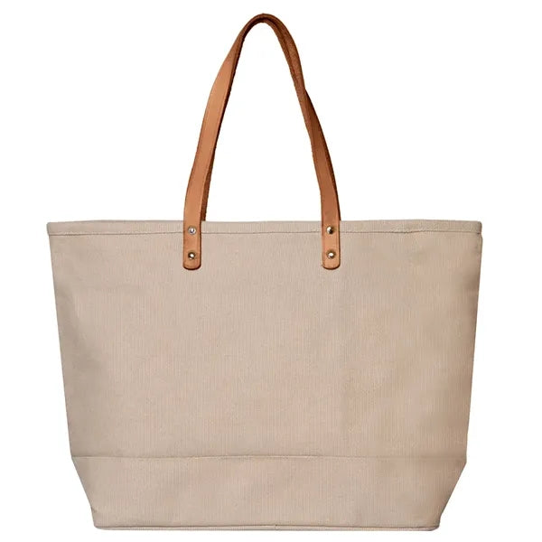 Dobby Tote With Leather Handles ( 19.6"W X 13"H X 5.11"D )