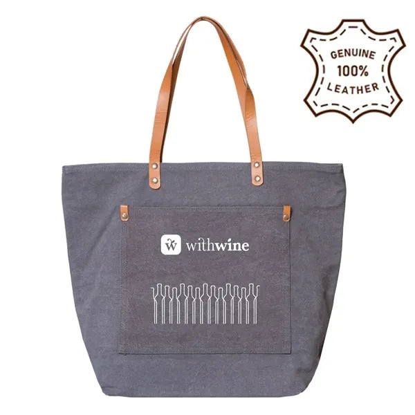 Leather Handle Sands Tote ( 17.32"W x 13.77"H x 5.9"D )