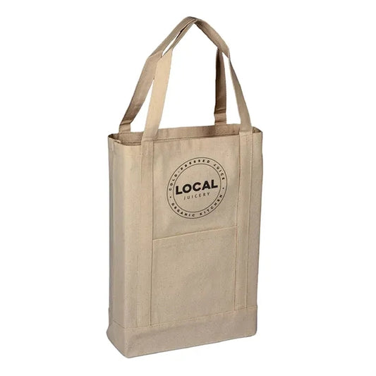 Canvas Two Tone Deluxe Tote Bag ( 14" X 16" X 4" ) 12 OZ