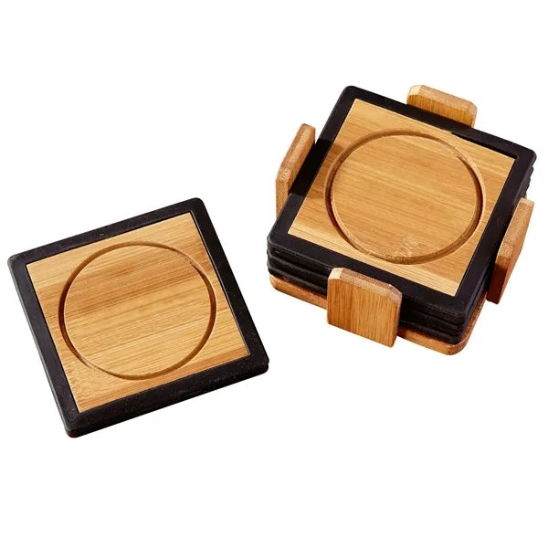 Bamboo and Silicone Coaster Set