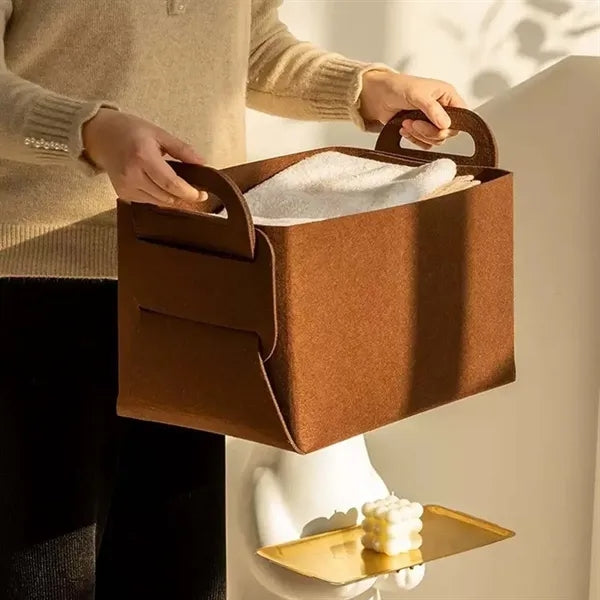 Bathroom pantry closet organizer foldable felt storage bin