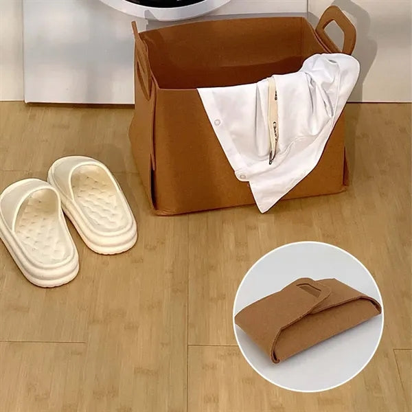 Bathroom pantry closet organizer foldable felt storage bin
