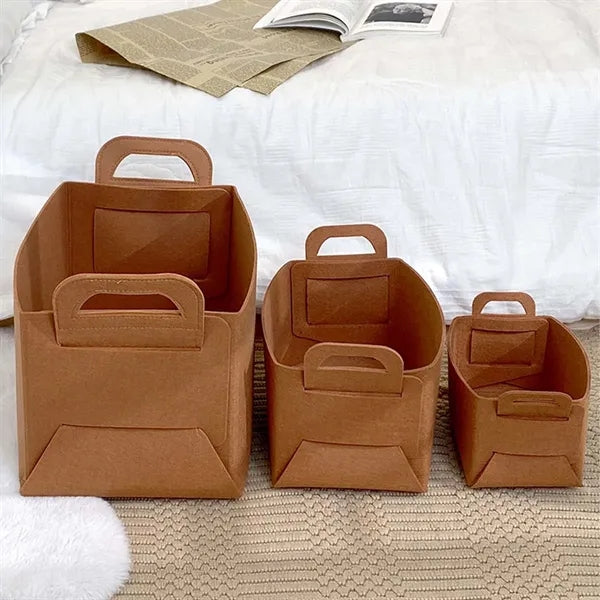 Bathroom pantry closet organizer foldable felt storage bin