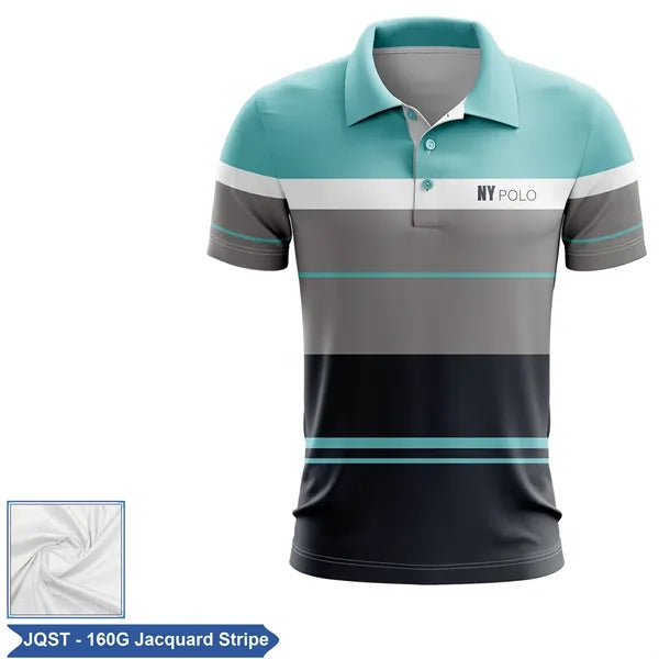 Sublimation Jacquard Stripe Short Slv Polo -Men, Women, Kids