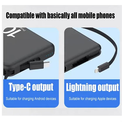 10000mAh Portable Battery Pack Built in Cable