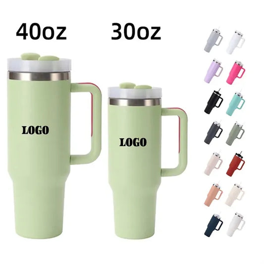 H2.0 Insulated Tumbler with Handle and Straw 30 oz
