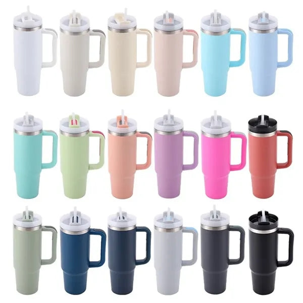 H2.0 Insulated Tumbler with Handle and Straw 30 oz