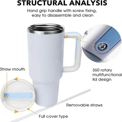 H2.0 Insulated Tumbler with Handle and Straw 30 oz