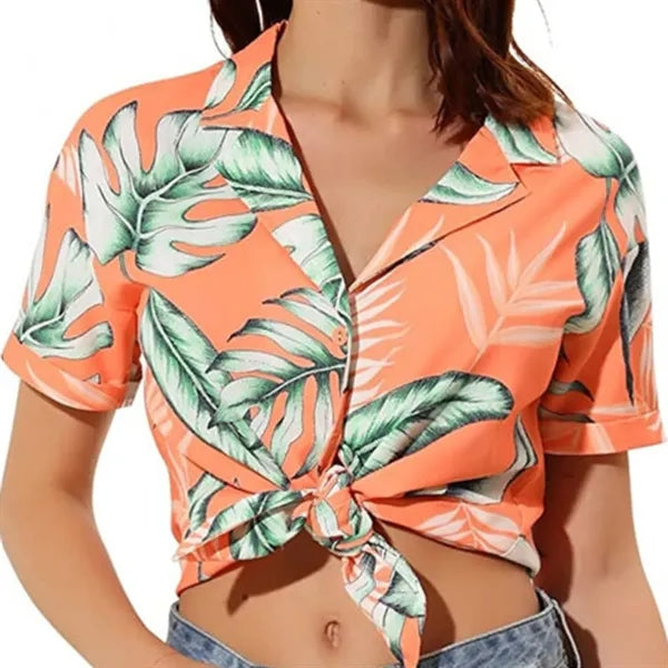 Women's Sublimation Hawaiian Tie Poly Shirt