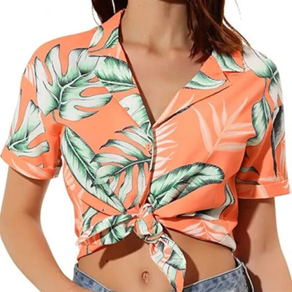 Women's Sublimation Hawaiian Tie Poly Shirt