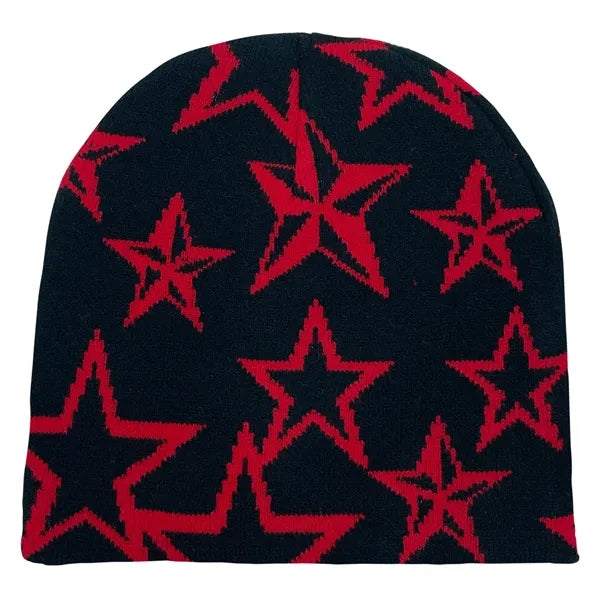 Star Pattern Stretch Beanie with Custom Logo