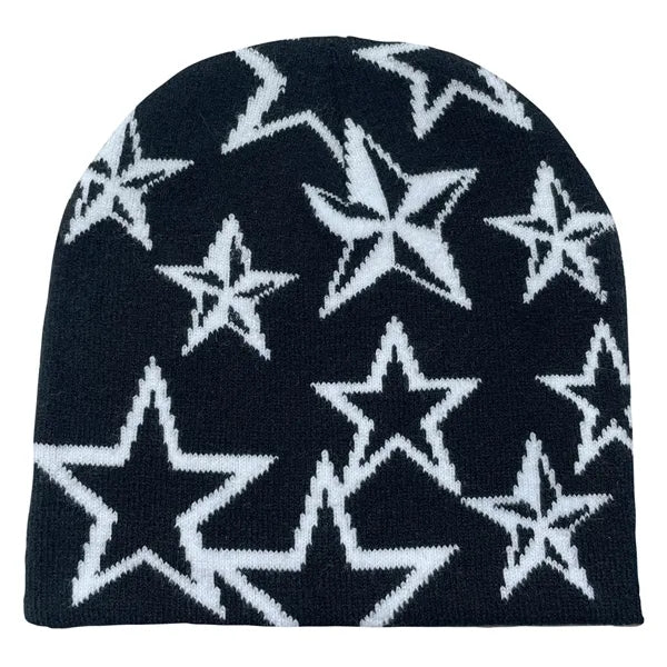 Star Pattern Stretch Beanie with Custom Logo