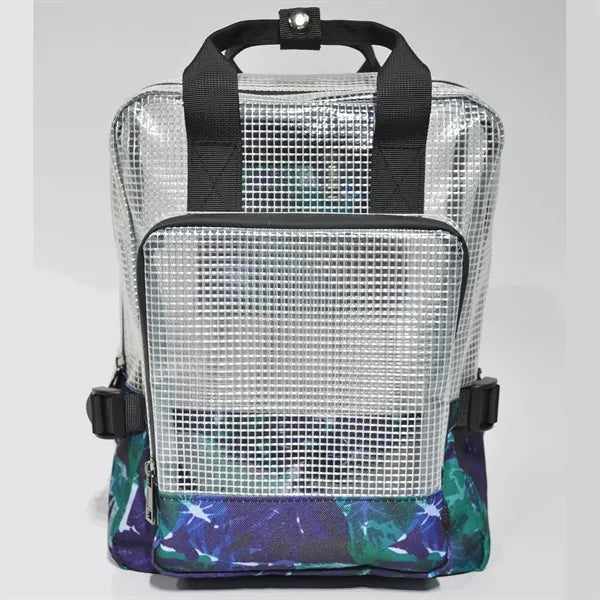Grid PVC Backpack w/ Bottom Sublimation