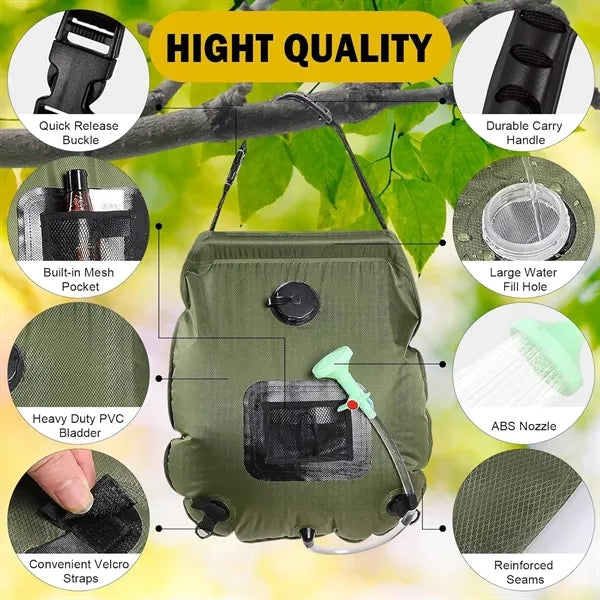 5 Gal Solar Heating Camping Shower Bag