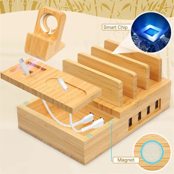 Bamboo Charging Station for Multiple Devices