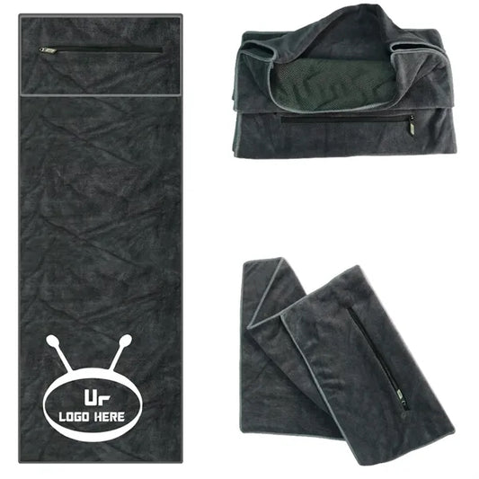 Fitness Towel With Zipper Pocket