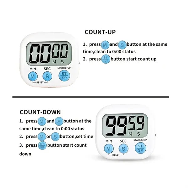 Digital Magnetic Kitchen Timer with Large Display