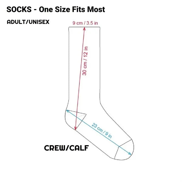 Adult 360 Degree Digital Print Cotton-Blend Crew Socks