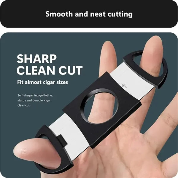 Stainless Steel & Plastic Double Cut Blade Cigar Cutter