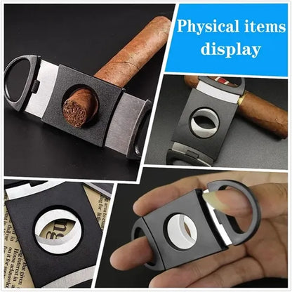 Stainless Steel & Plastic Double Cut Blade Cigar Cutter