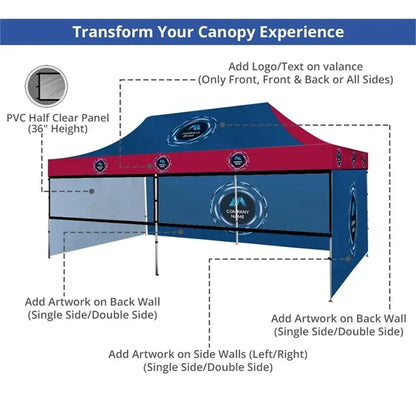 20 Ft Aluminum Canopy Tent (Topper + Frame + Back Wall)