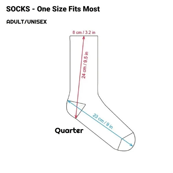 Adult 360 Degree Digital Print Cotton-Blend Quarter Socks
