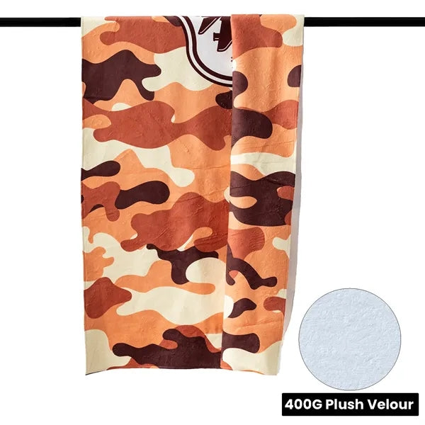 Subli-Plush Velour Beach Towel w/ Cotton Terry Back