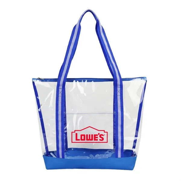 25C TPU 600D Polyester Clear Tote Bag w/ Handles & Zipper
