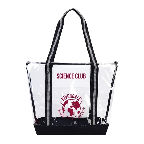 25C TPU 600D Polyester Clear Tote Bag w/ Handles & Zipper