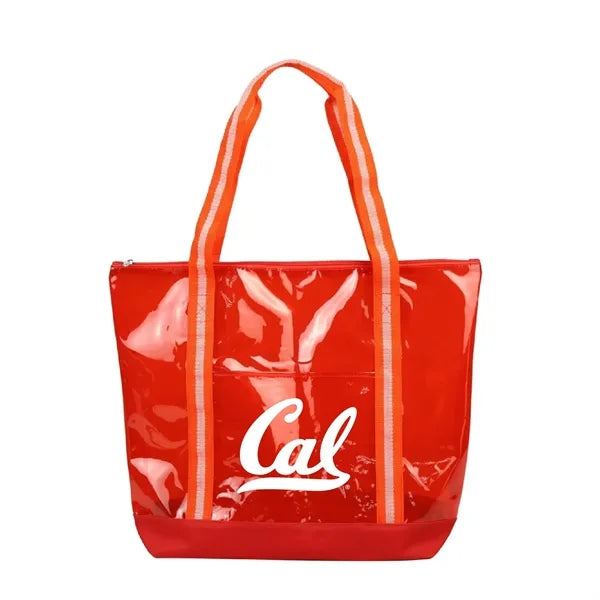 25C TPU 600D Polyester Clear Tote Bag w/ Handles & Zipper