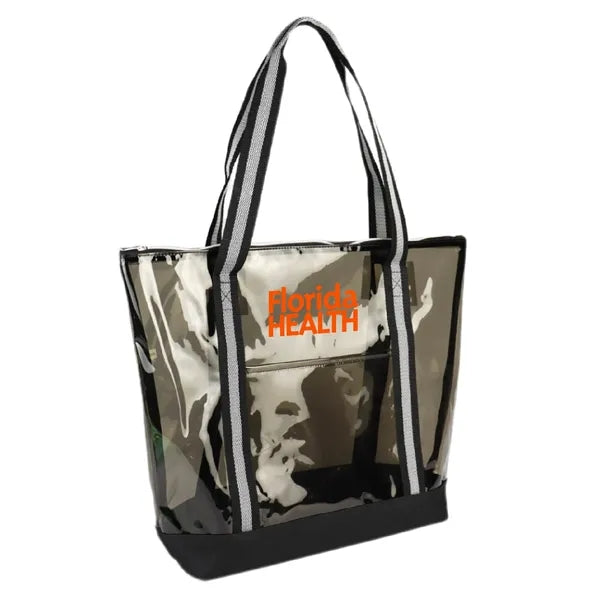 25C TPU 600D Polyester Clear Tote Bag w/ Handles & Zipper