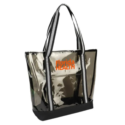 25C TPU 600D Polyester Clear Tote Bag w/ Handles & Zipper