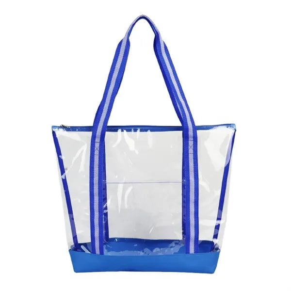 25C TPU 600D Polyester Clear Tote Bag w/ Handles & Zipper