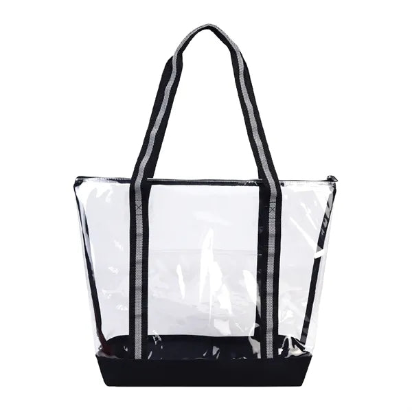 25C TPU 600D Polyester Clear Tote Bag w/ Handles & Zipper
