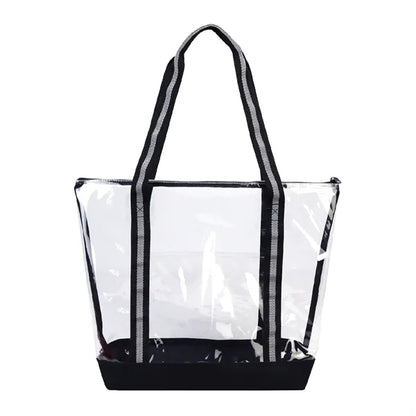 25C TPU 600D Polyester Clear Tote Bag w/ Handles & Zipper