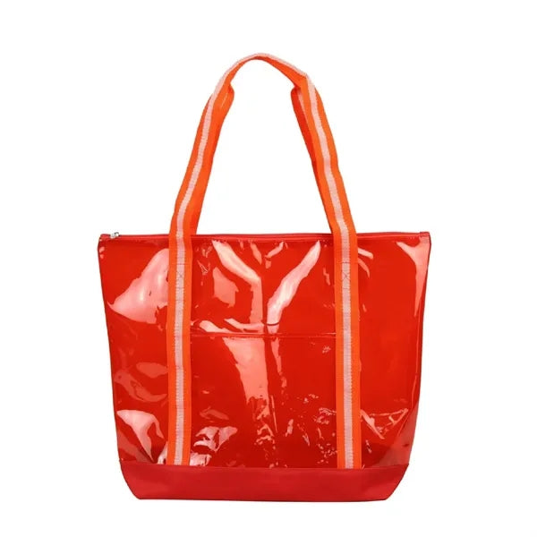 25C TPU 600D Polyester Clear Tote Bag w/ Handles & Zipper