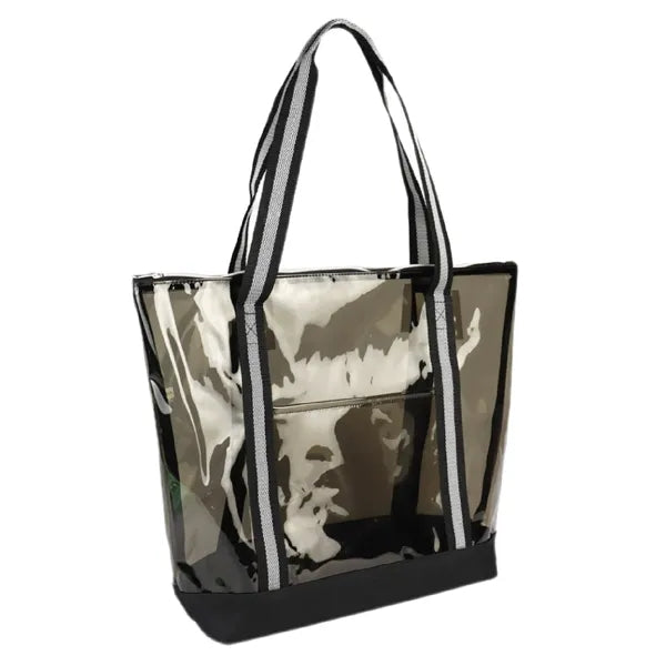 25C TPU 600D Polyester Clear Tote Bag w/ Handles & Zipper