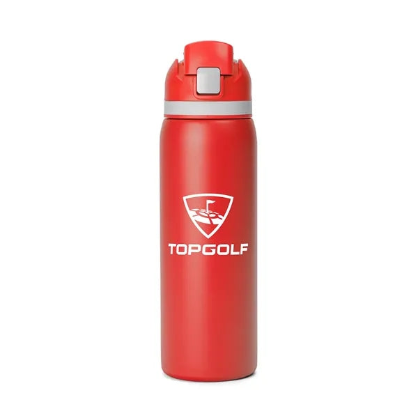 Two-Toned 27oz. Stainless Steel Pop Straw Bottle
