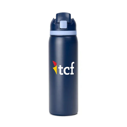 Two-Toned 27oz. Stainless Steel Pop Straw Bottle
