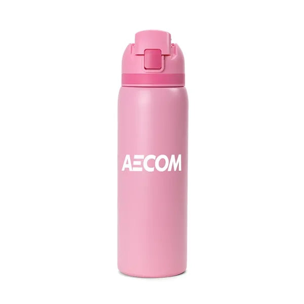 Two-Toned 27oz. Stainless Steel Pop Straw Bottle