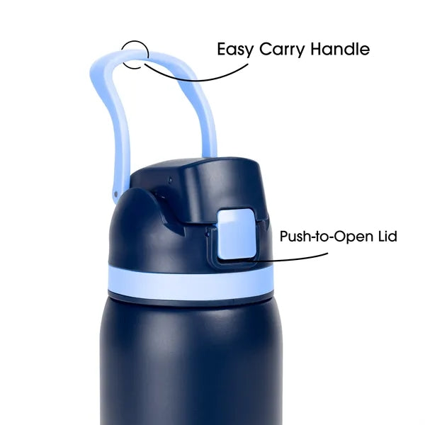 Two-Toned 27oz. Stainless Steel Pop Straw Bottle