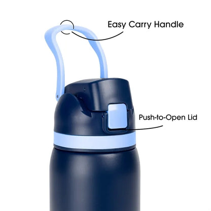 Two-Toned 27oz. Stainless Steel Pop Straw Bottle