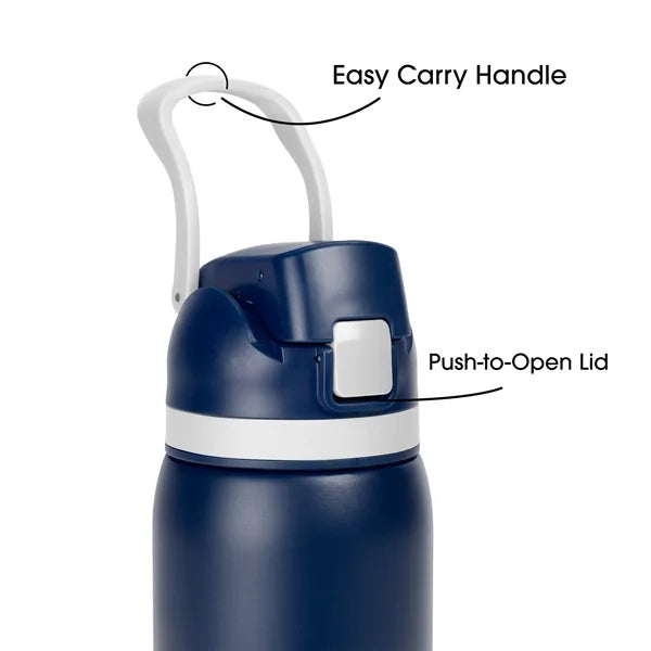 Two-Toned 27oz. Stainless Steel Pop Straw Bottle